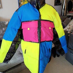 WeSC  Men's XL UNISEX  Bright Colorblock Water Resistant Puffer Jacket  NWT